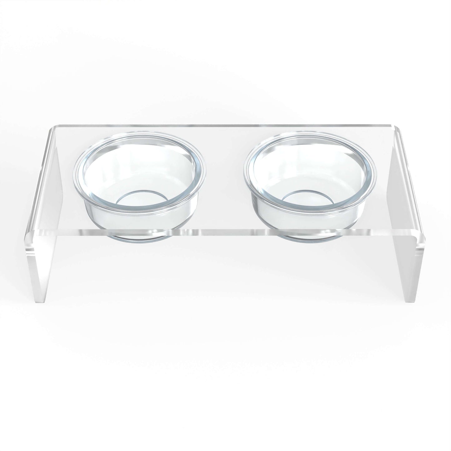 Modern Acrylic Glass Bowl Feeders, Standard Style, Double Bowl