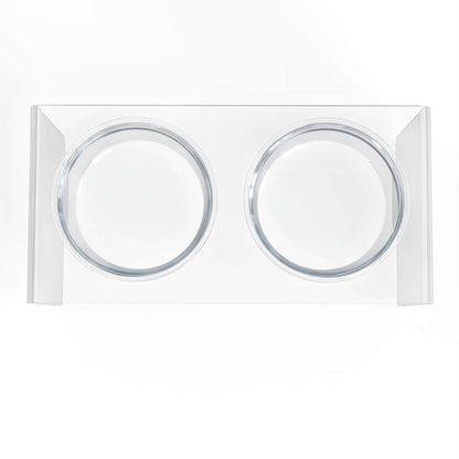 Modern Acrylic Glass Bowl Feeders, Standard Style, Double Bowl