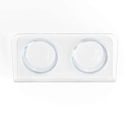 Modern Acrylic Glass Bowl Feeders, Angled Style, Double Bowl