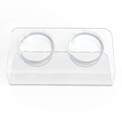 Modern Acrylic Glass Bowl Feeders, Angled Style, Double Bowl
