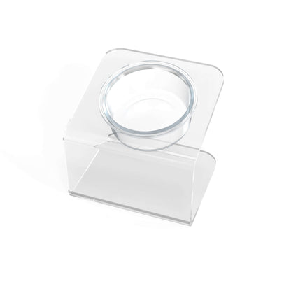 Modern Acrylic Glass Bowl Feeders, Angled Style, Single Bowl