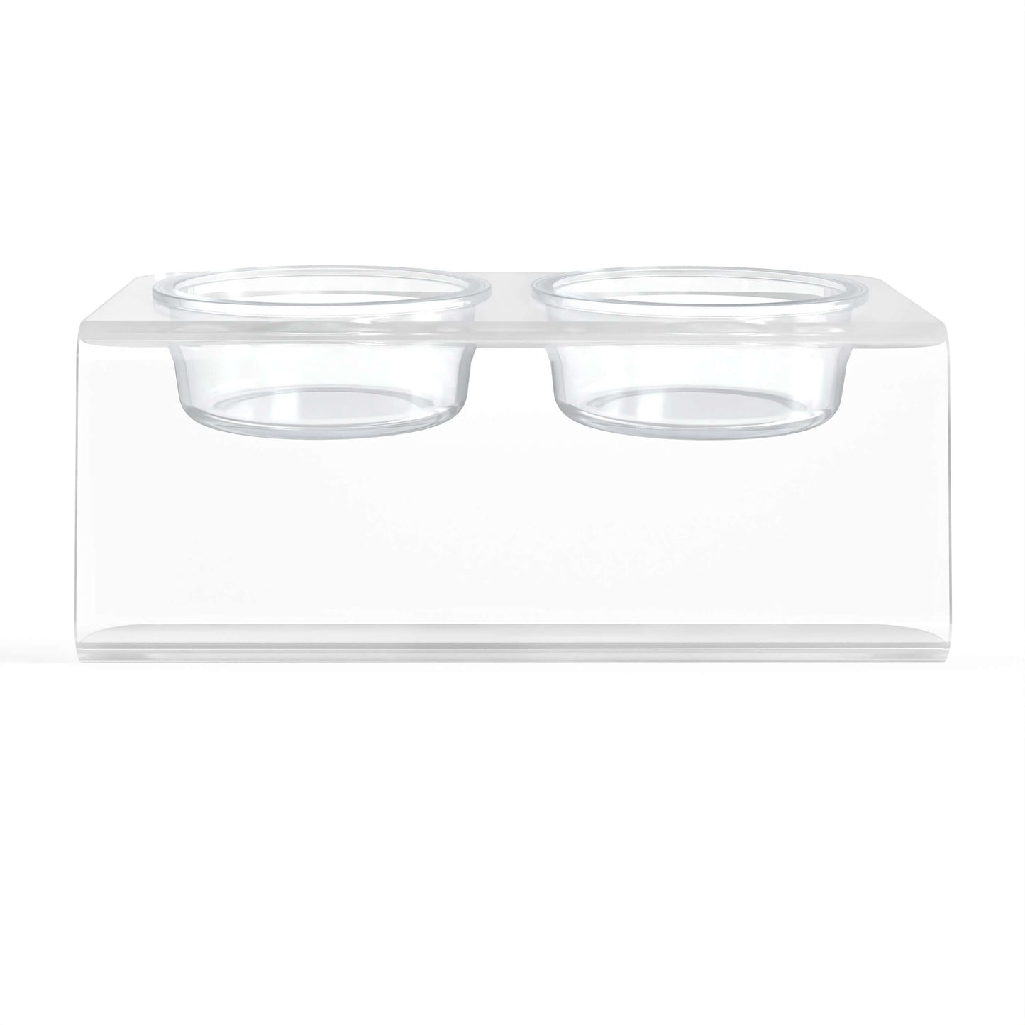 Modern Acrylic Glass Bowl Feeders, Angled Style, Double Bowl