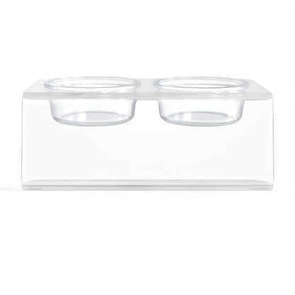 Modern Acrylic Glass Bowl Feeders, Angled Style, Double Bowl