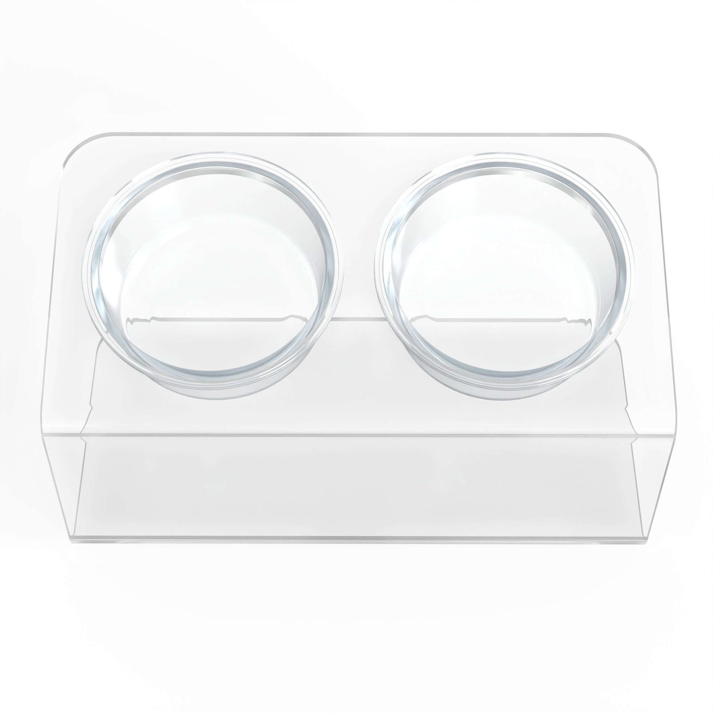 Modern Acrylic Glass Bowl Feeders, Angled Style, Double Bowl