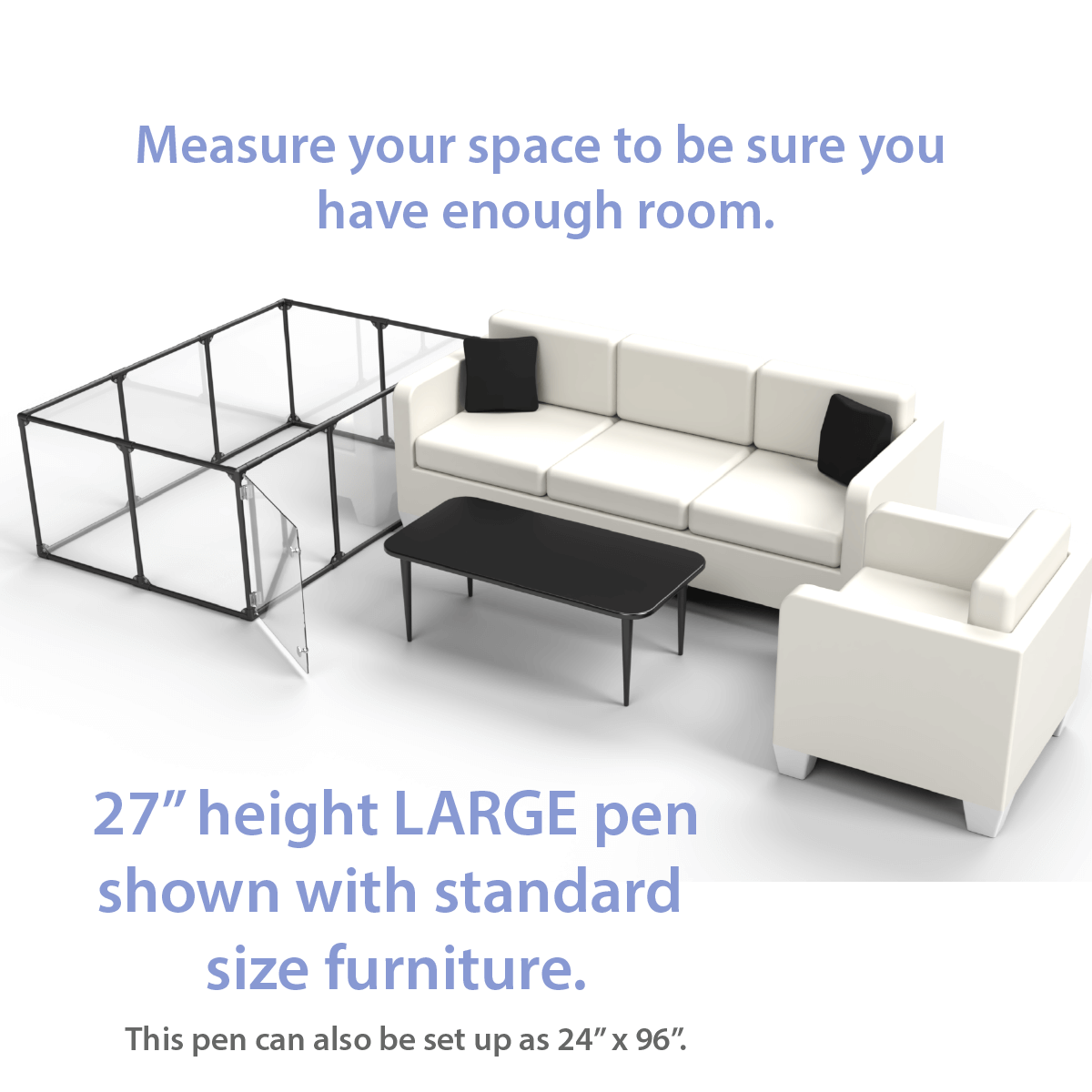 27" (69 cm) Tall Large Lucidium Pet Pen.