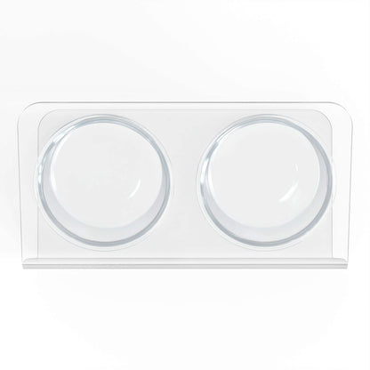 Modern Acrylic Glass Bowl Feeders, Angled Style, Double Bowl