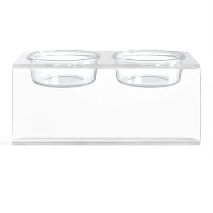 Modern Acrylic Glass Bowl Feeders, Angled Style, Double Bowl
