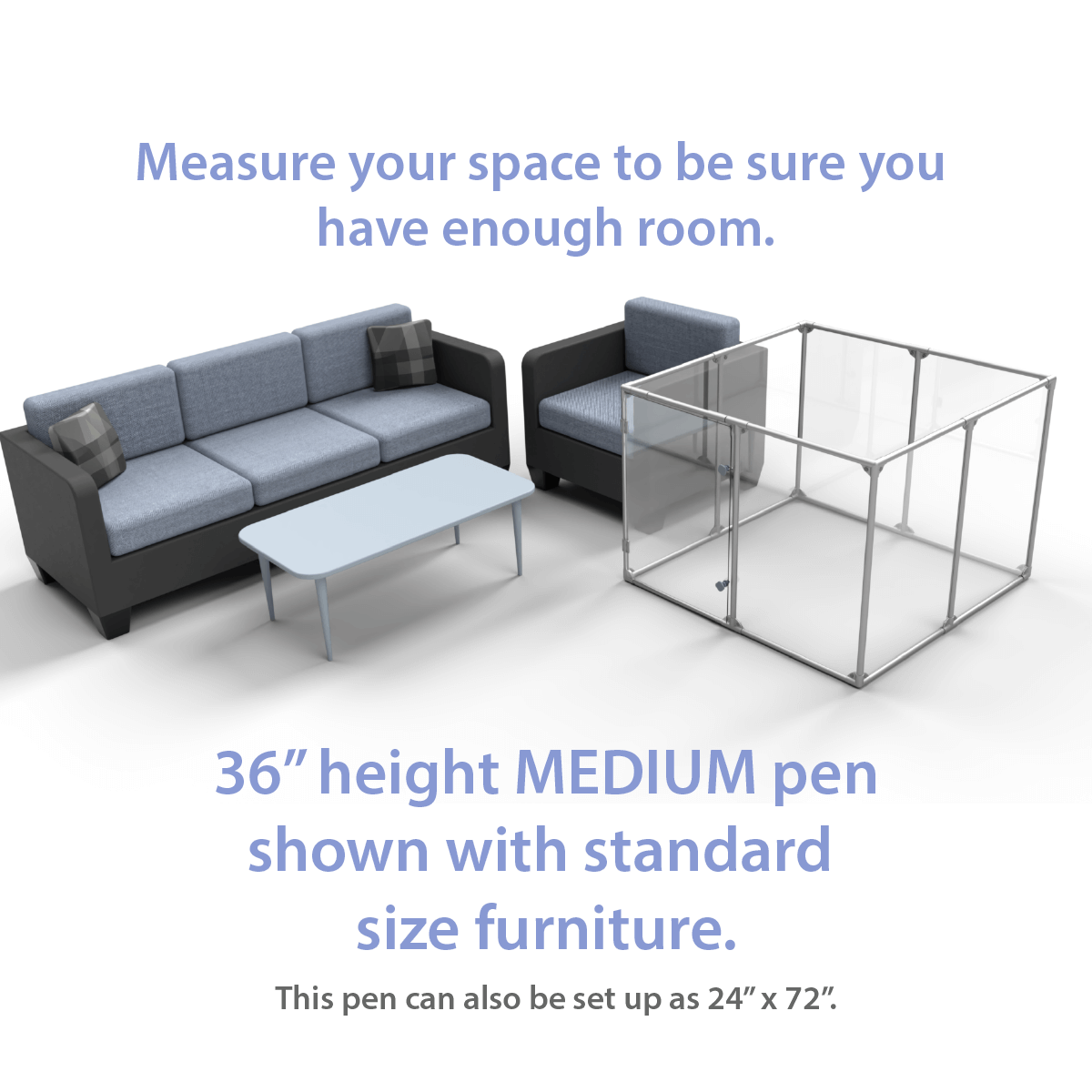 36" (91 cm) Tall Medium Lucidium Pet Pen.