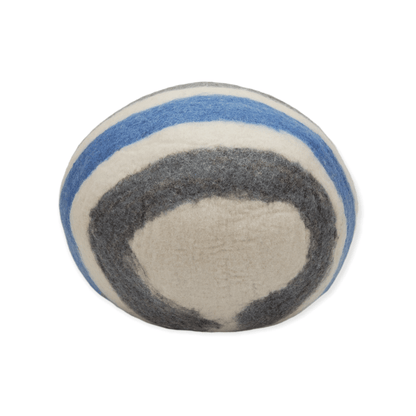 Felt Cat Cave, White with Gray and Blue Stripes