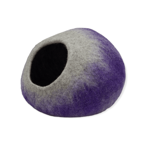 Felt Cat Cave, Gray, Dark Purple, Light Purple
