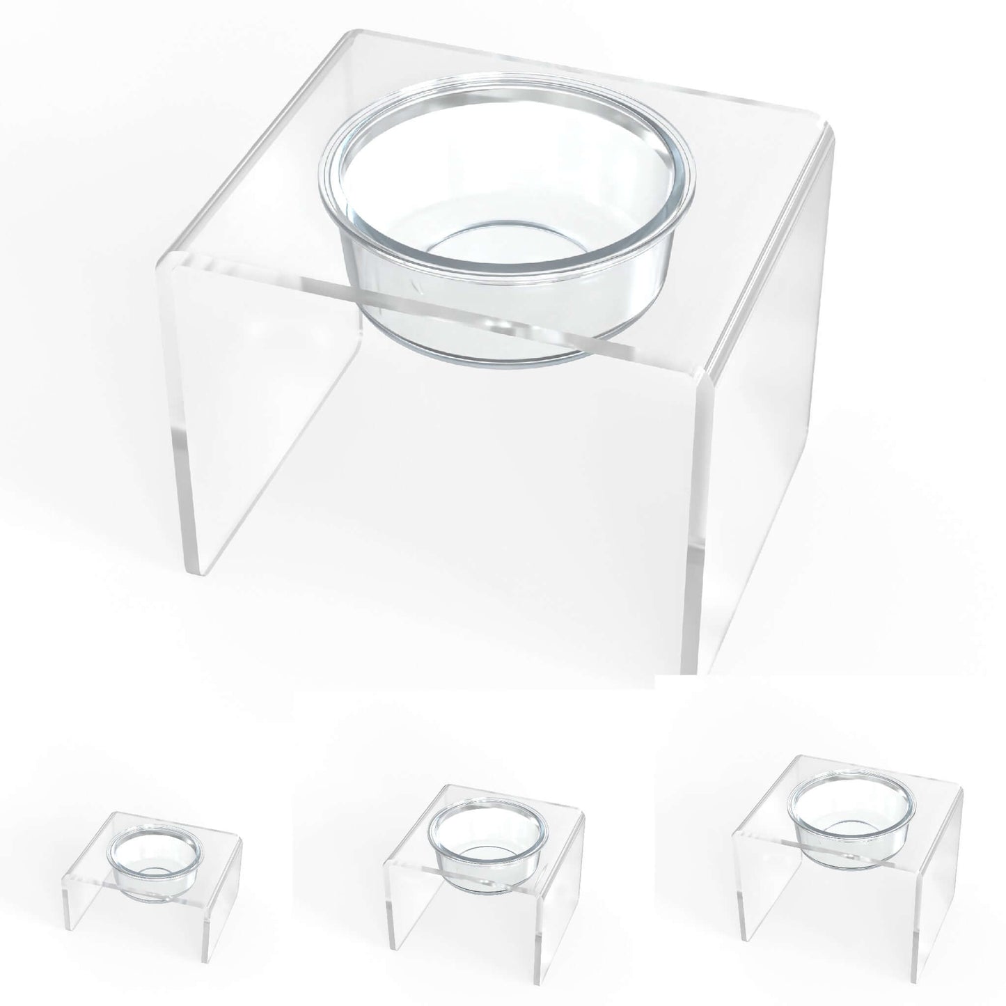 Modern Acrylic Glass Bowl Feeders, Standard Style, Single Bowl