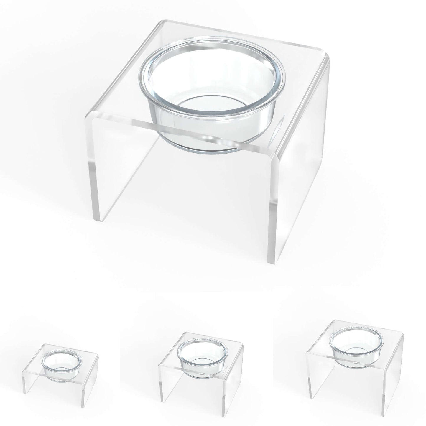 Modern Acrylic Glass Bowl Feeders, Standard Style, Single Bowl